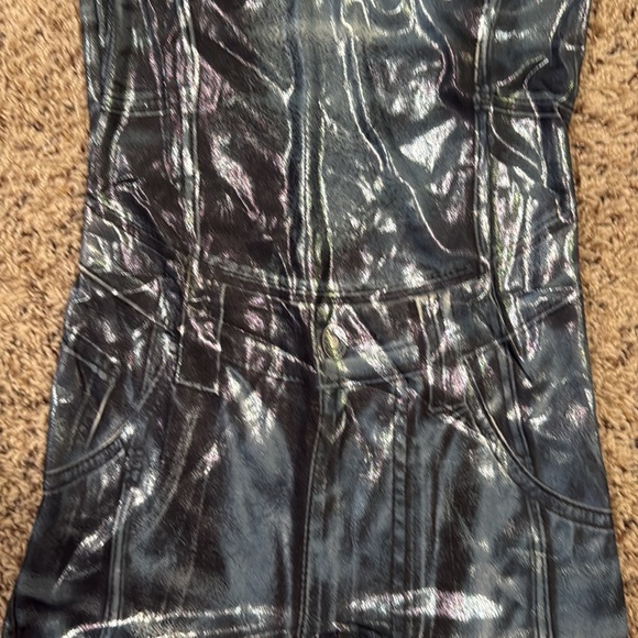 Fashion nova size medium faux denim metallic romper - Picture 2 of 3